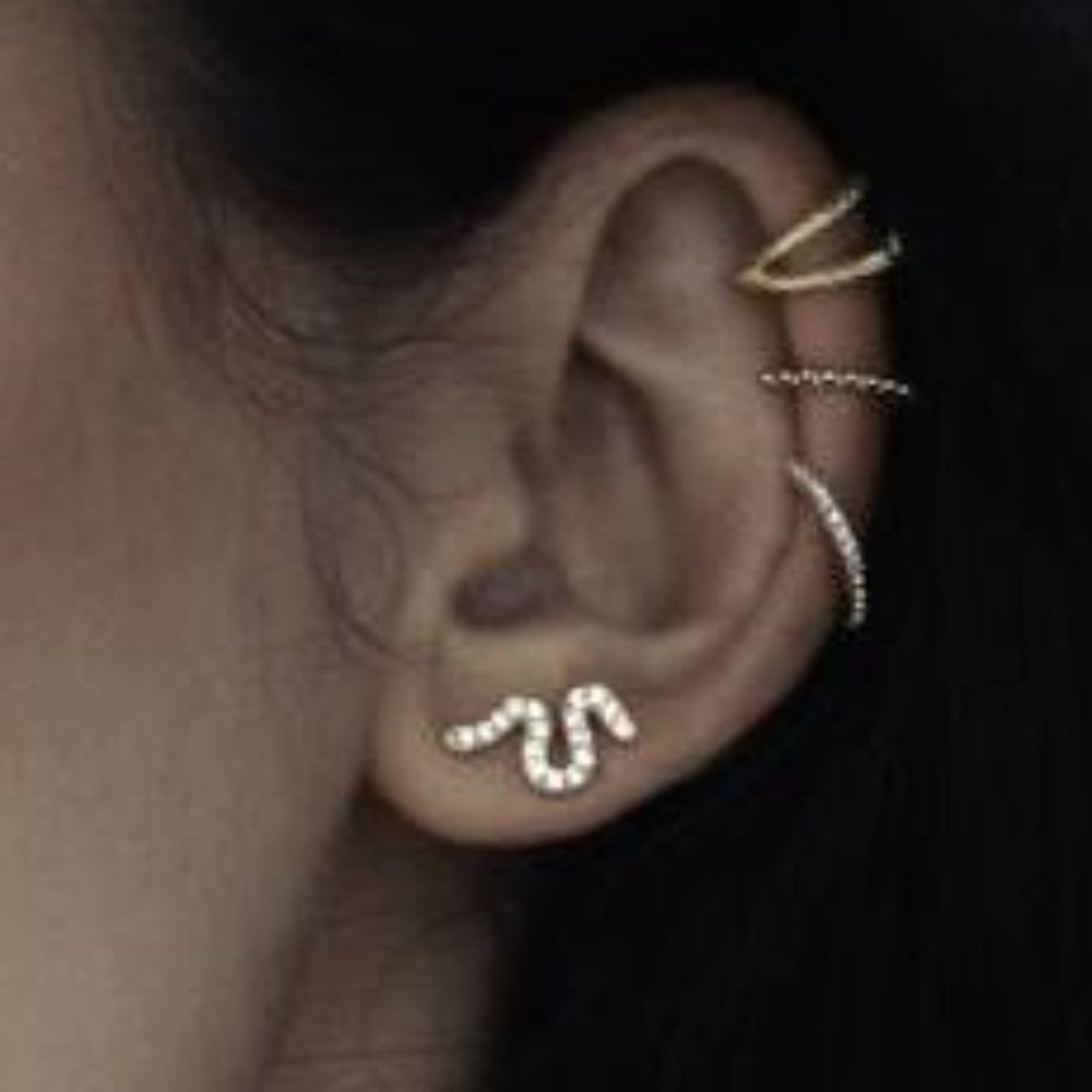 Mom and Son Snake Earring Sterling Silver Plated
